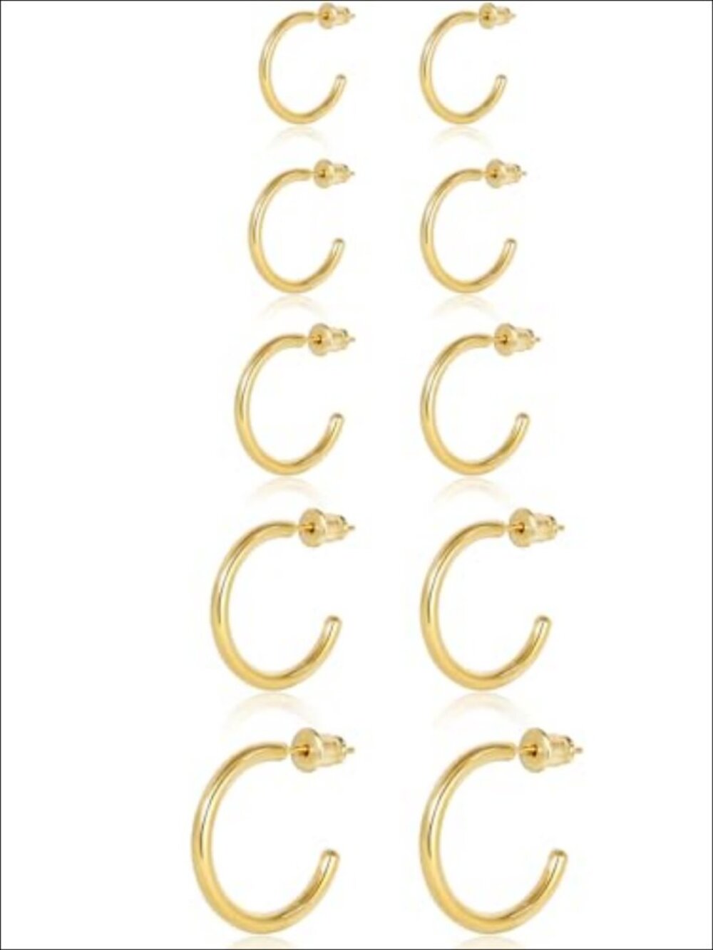 14K Gold Plated Open Huggie Hoop Earrings Set Hypoallergenic Lightweight